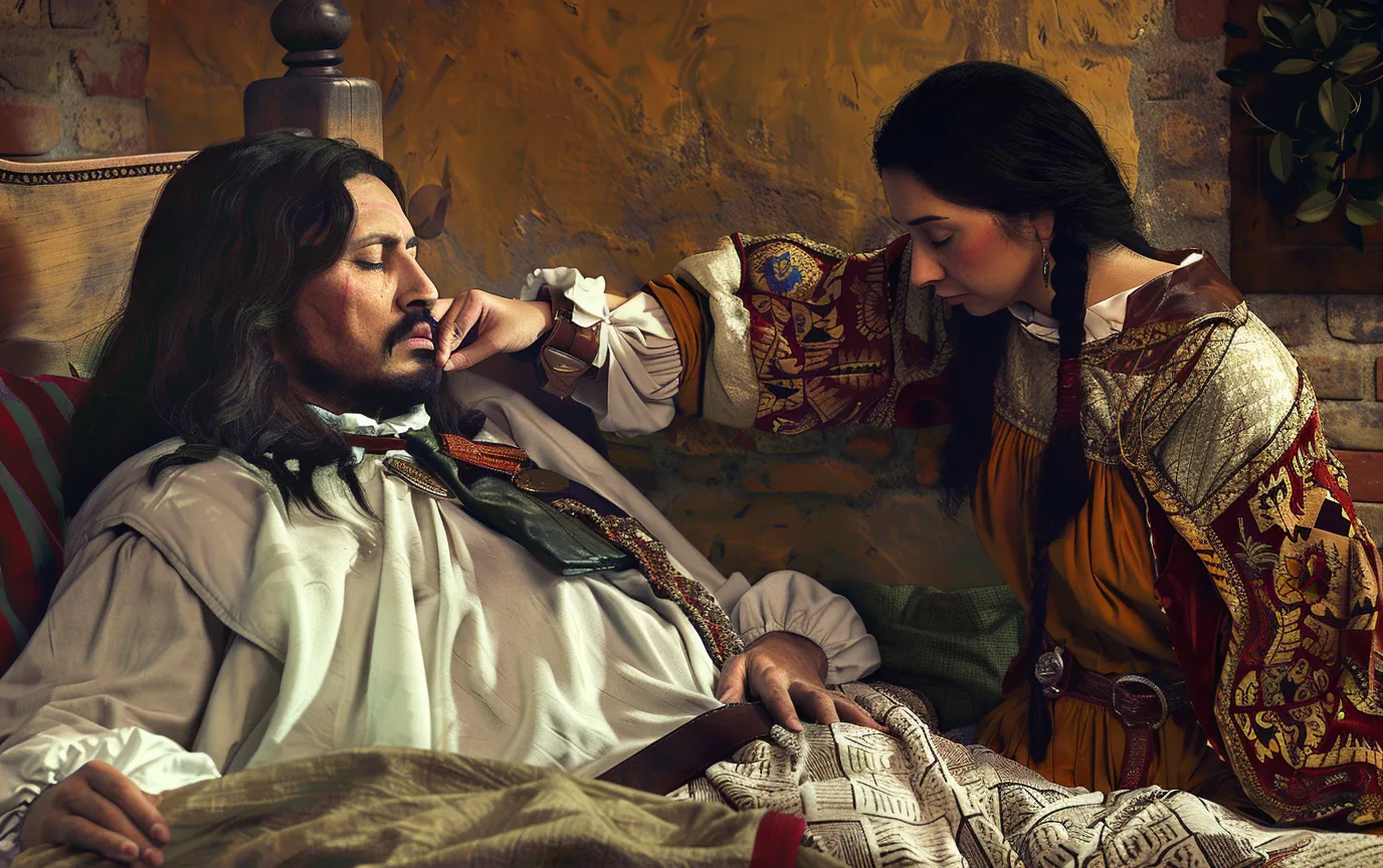 latin american native treating malaria sick spanish conquistador