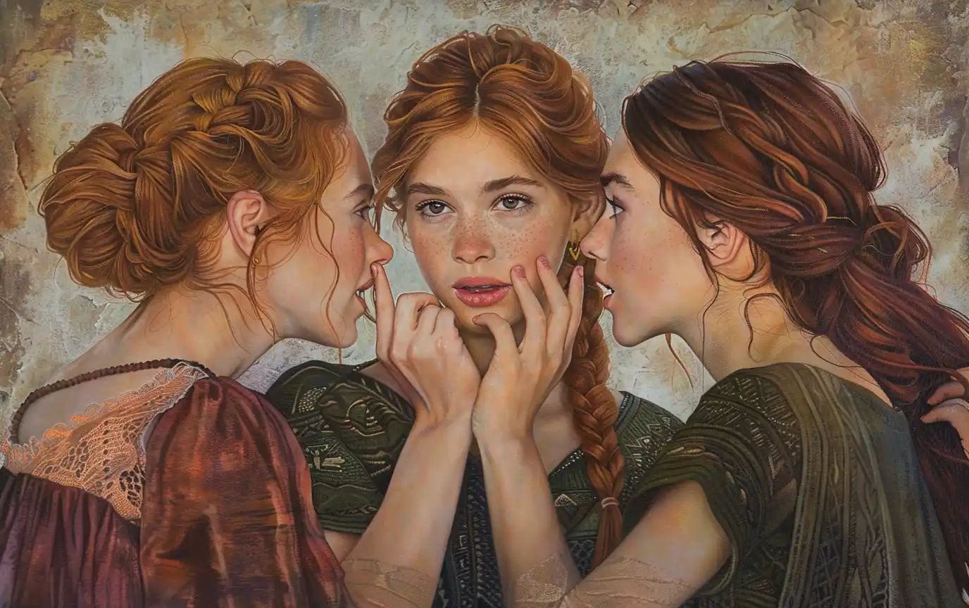 three women whispering confidential keratosis pilaris