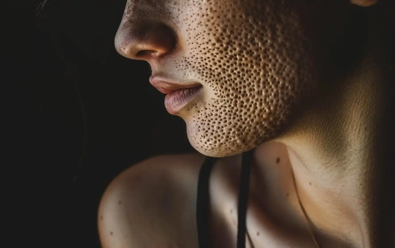 woman keratosis pilaris face chicken skin
