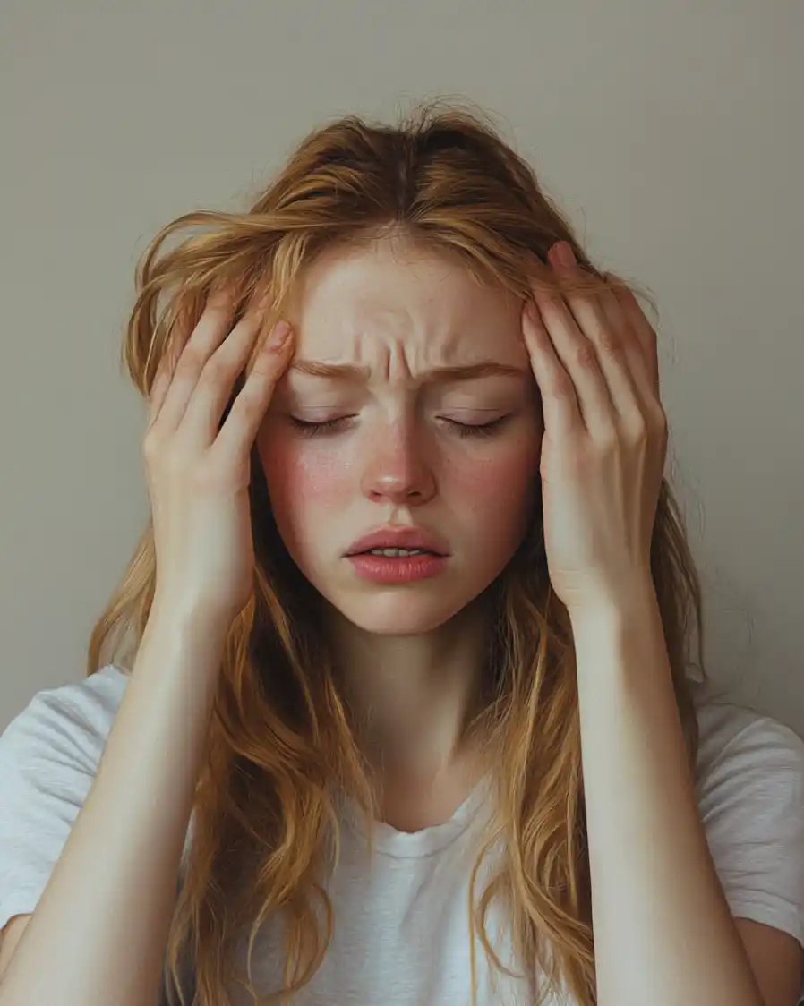 young woman with a headache