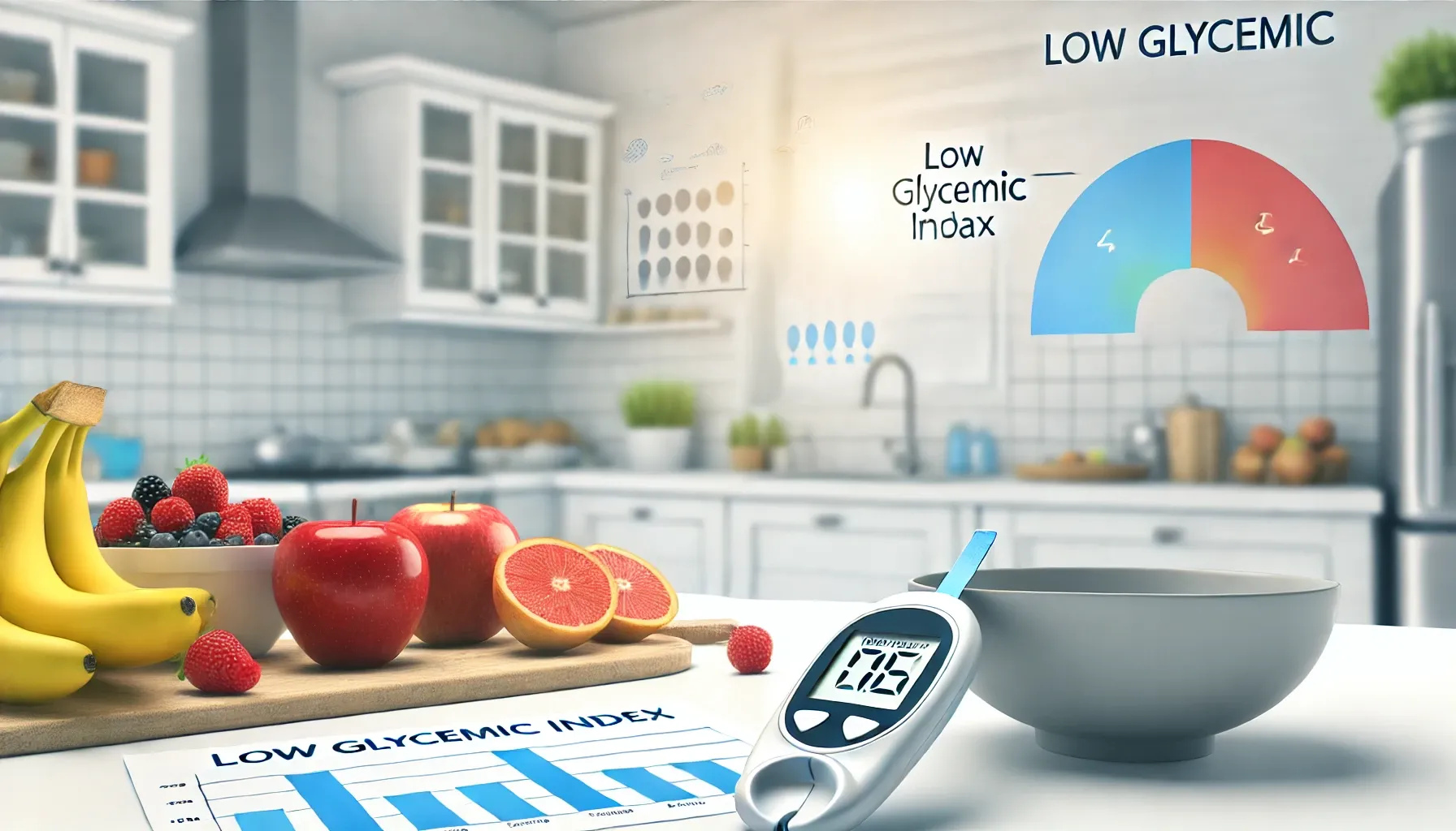 A realistic image illustrating the concept of low glycemic impact