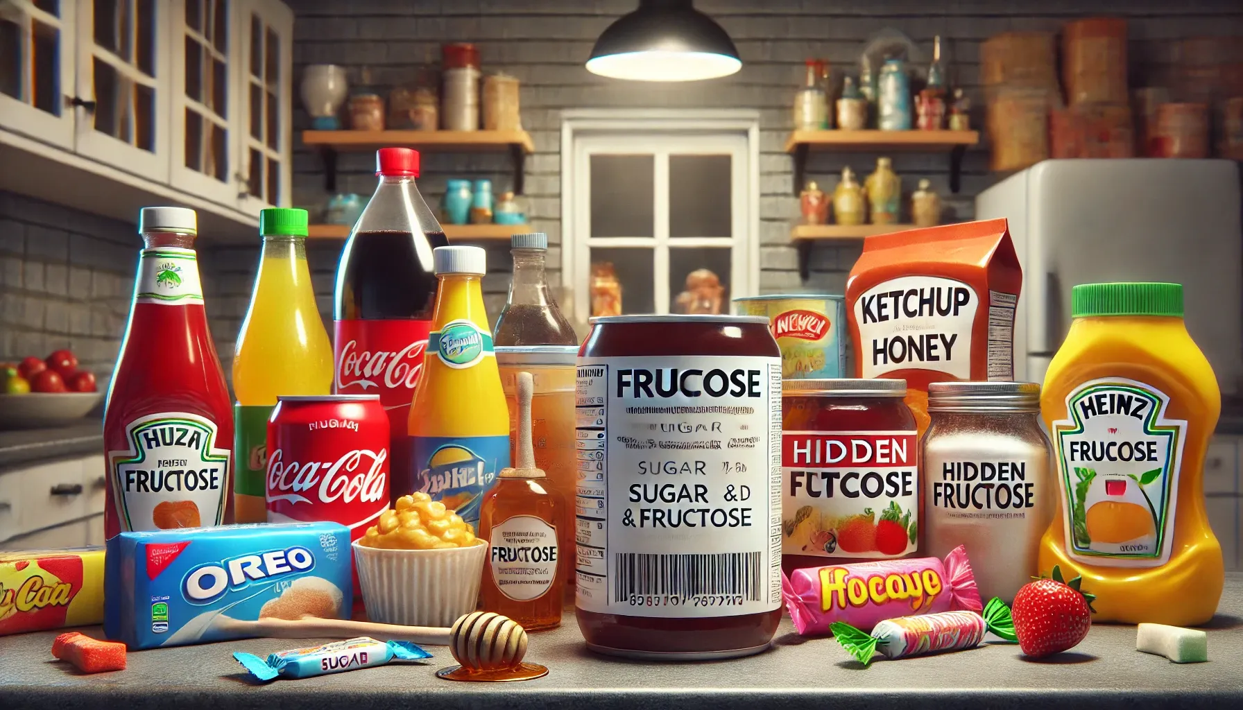 A realistic image illustrating the difficulty in tracking fructose consumption