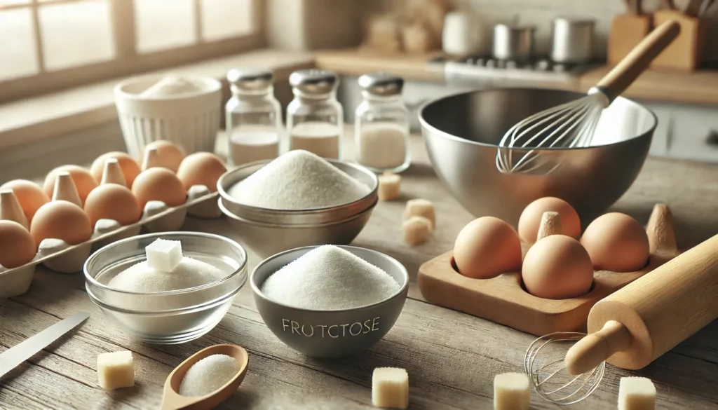 kitchen setting with ingredients for baking