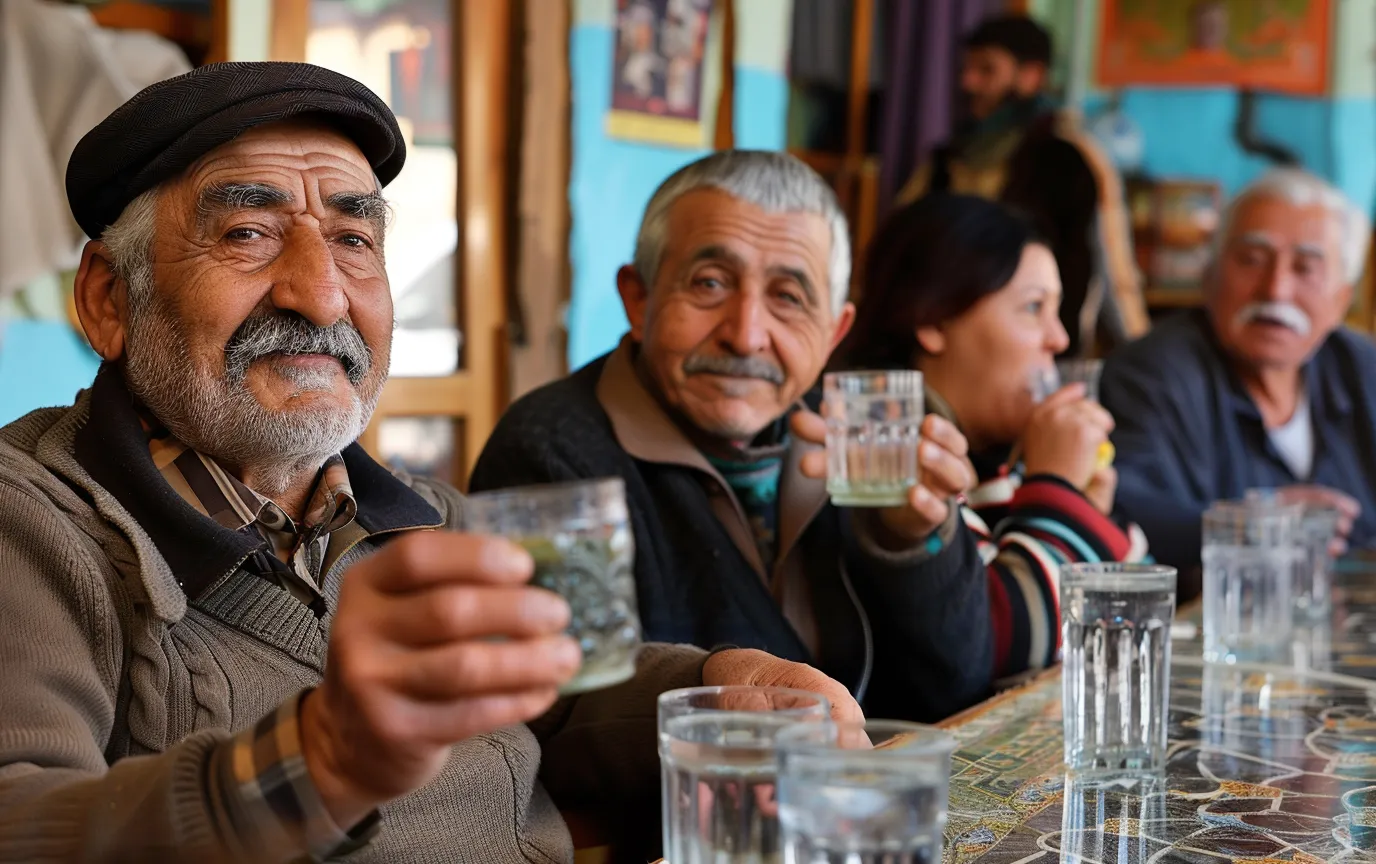 Azerbaijan cafe drinking alkaline mineral water