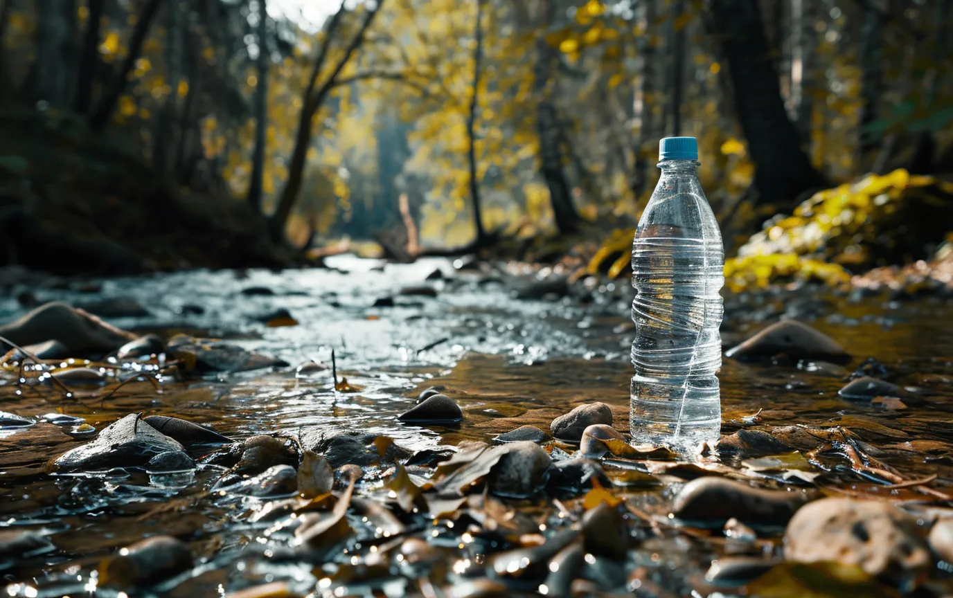 bottle alkaline mineral water forest creek