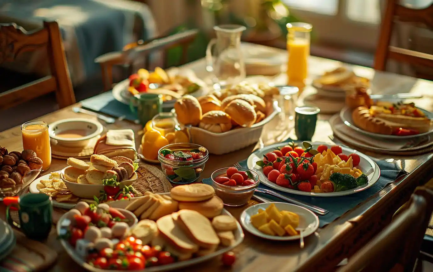 breakfast table buffet home dromov