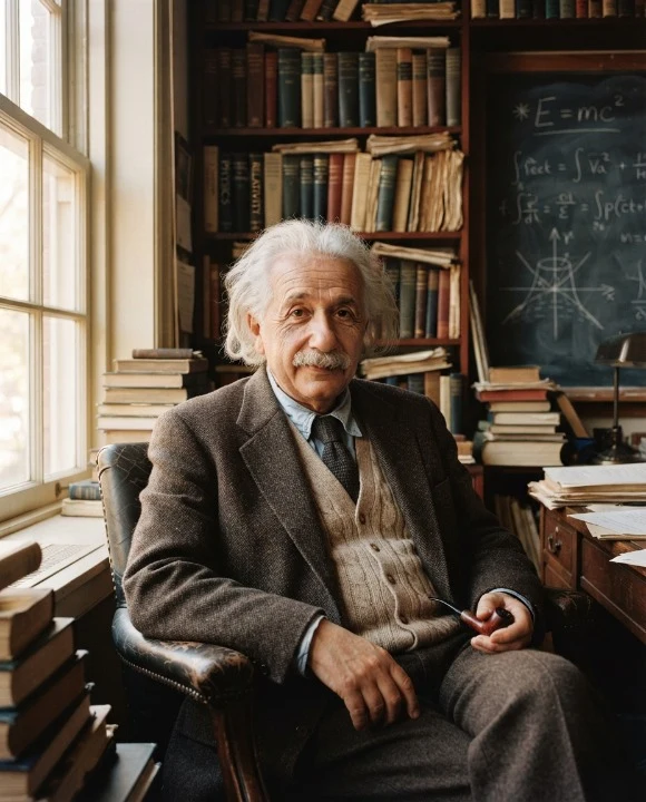 Albert Einstein portrait in his Princeton study — analyzing the autism and Asperger's syndrome myth