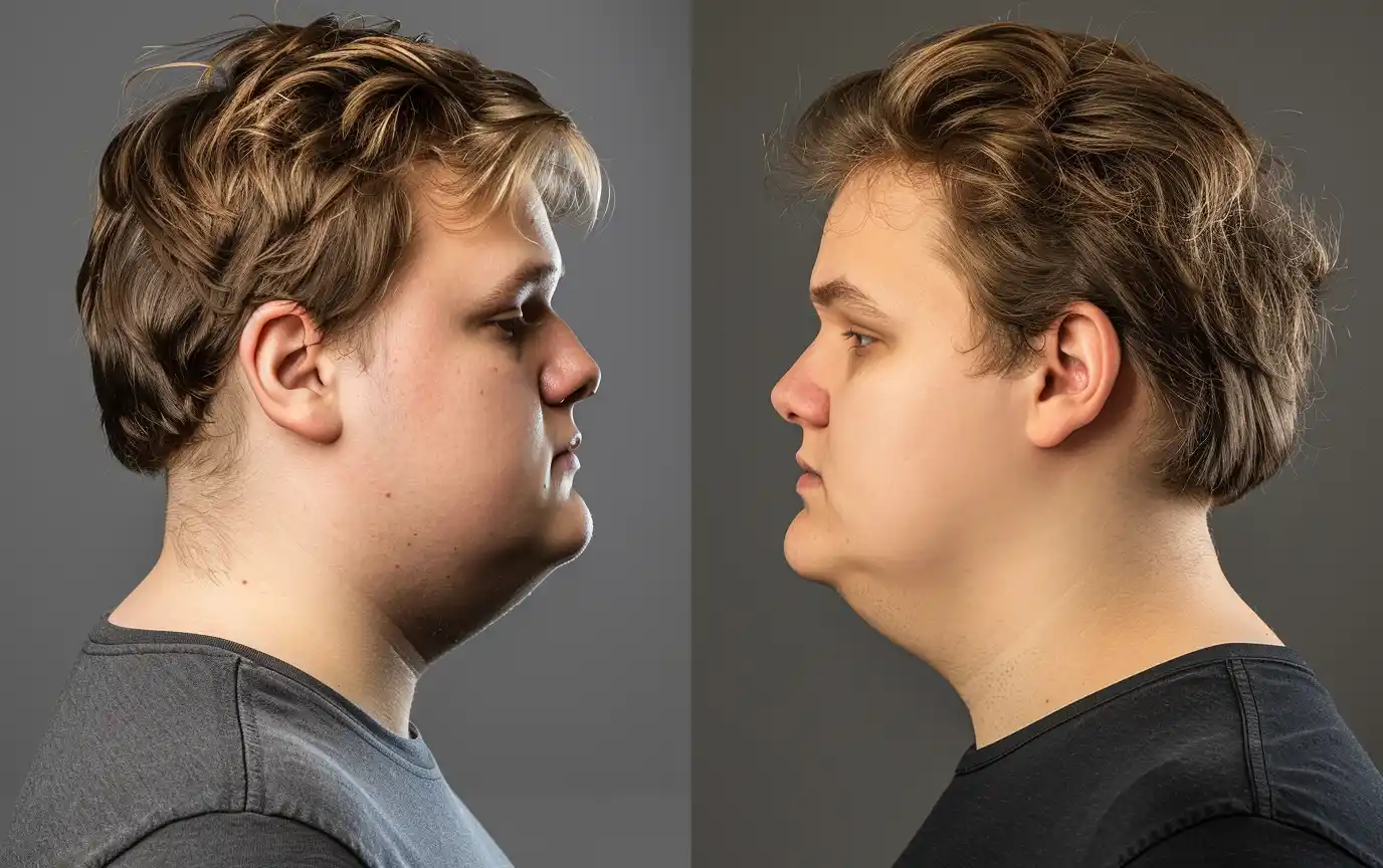 before after man lost weight face area