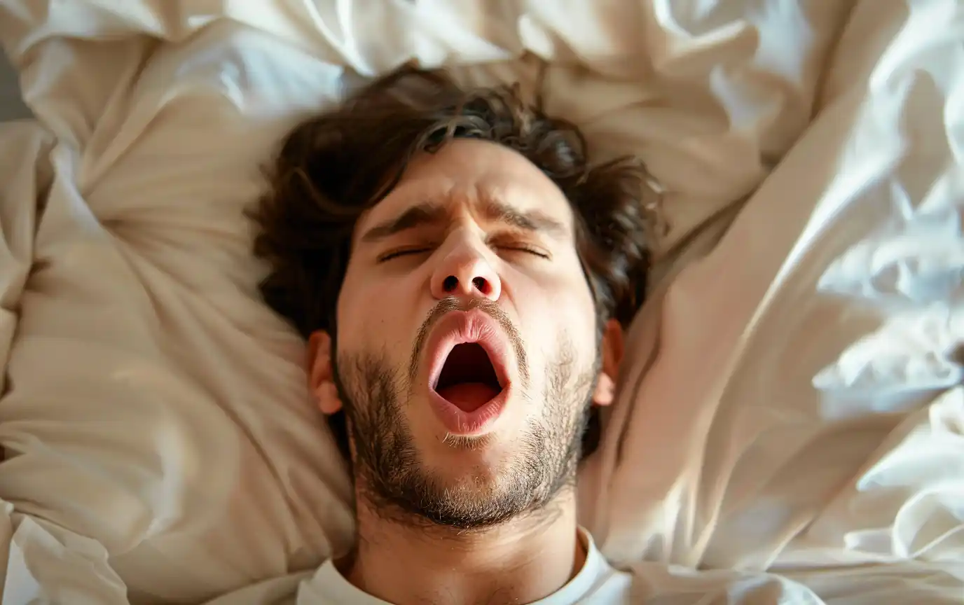 man snoring loudly needs to lose weight