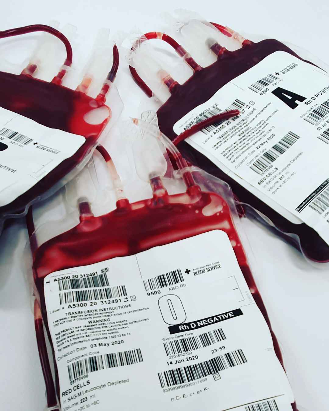 Blood plasma bags