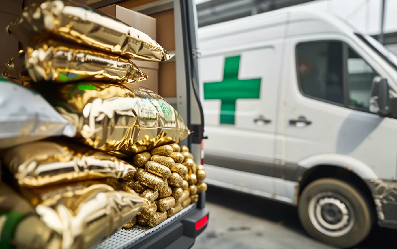 pharmaceutical delivery van gold cash