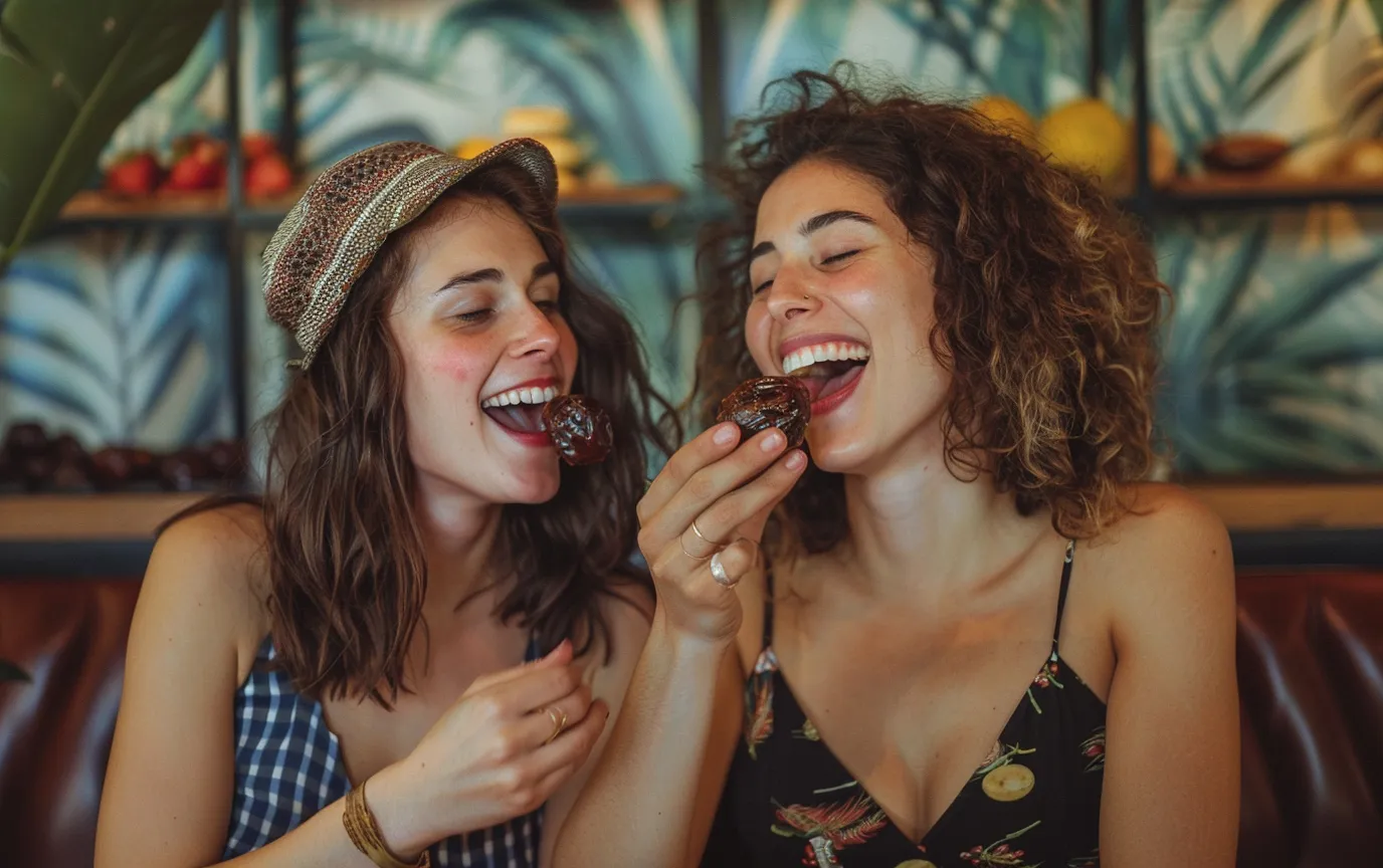 women friends good time eating dates health benefits