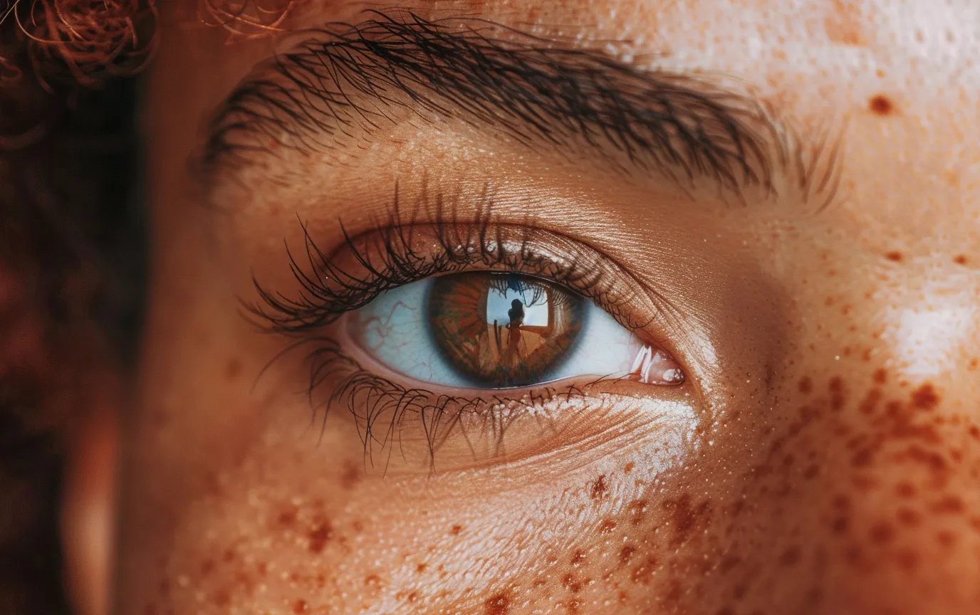 close up of skin around eye
