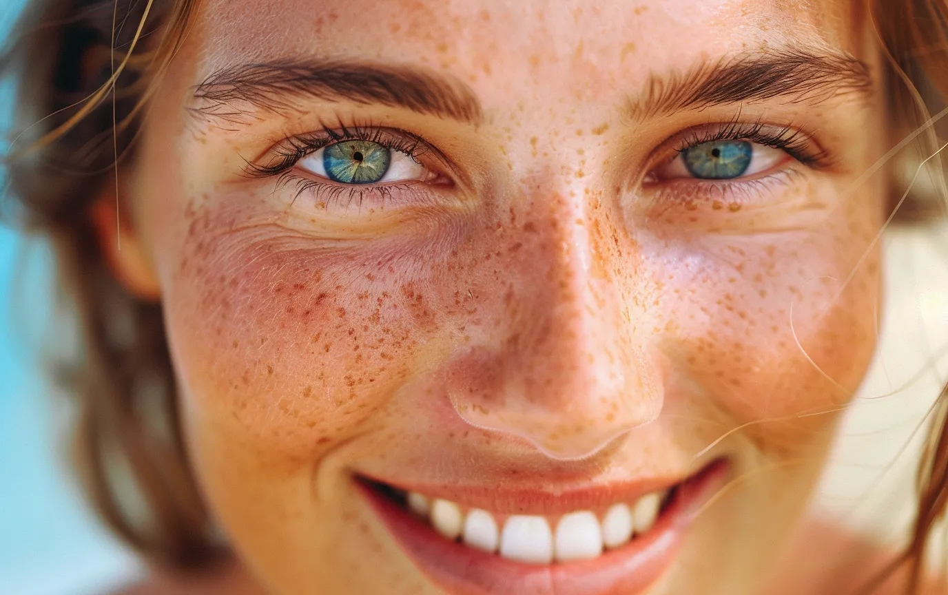 smiling woman radiant skin