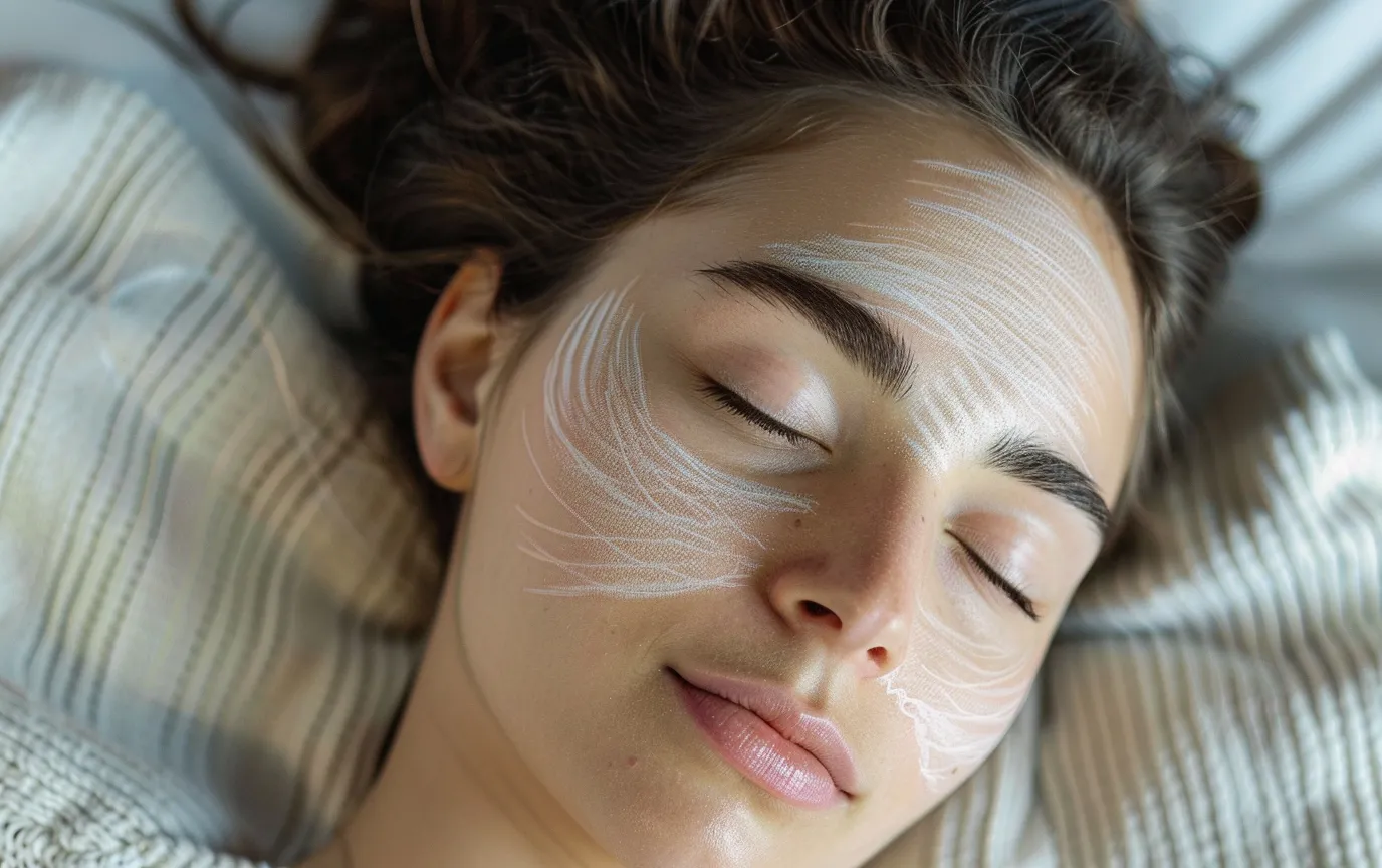 woman sleeping peacefull skin face repairing