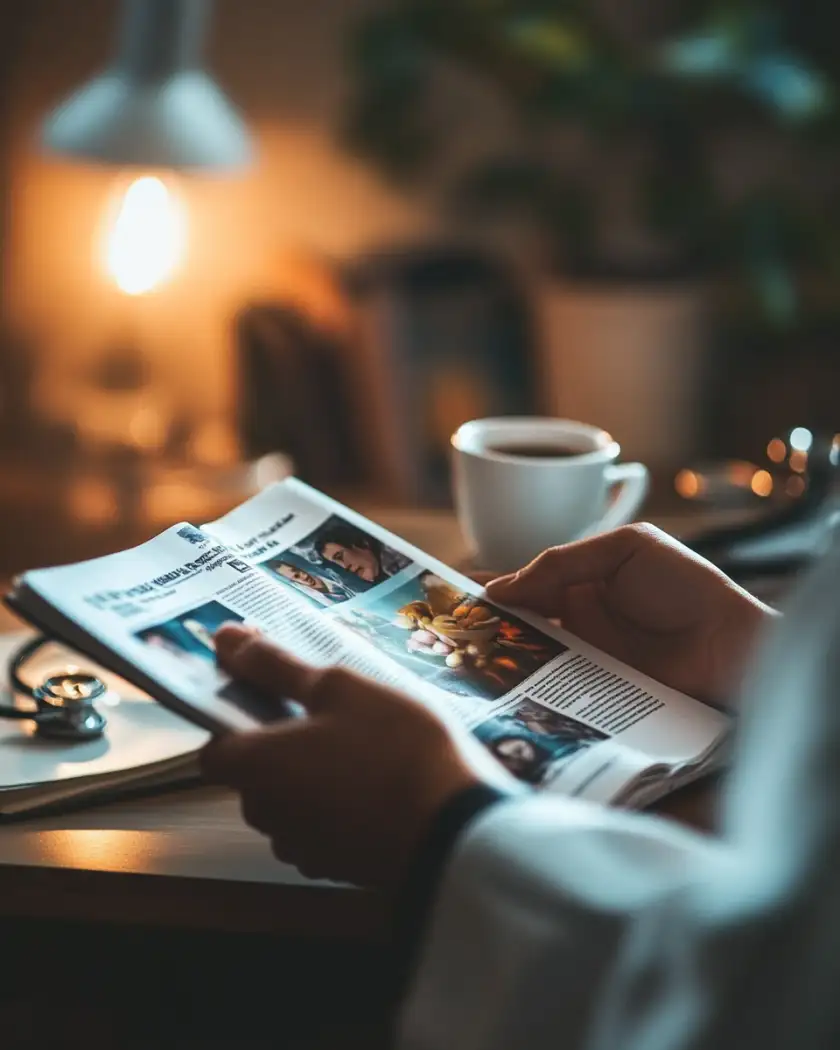 doctor reading medical journal mister blister