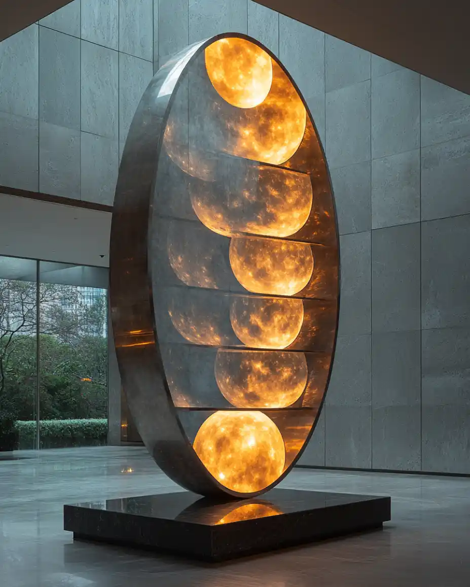 modern sculpture lunar phases