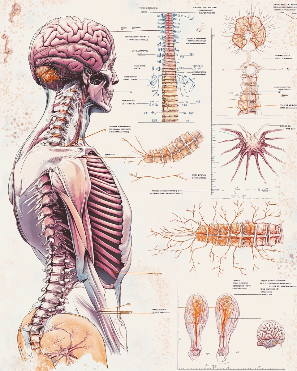 Diagram of the skeleton and muscle tissue