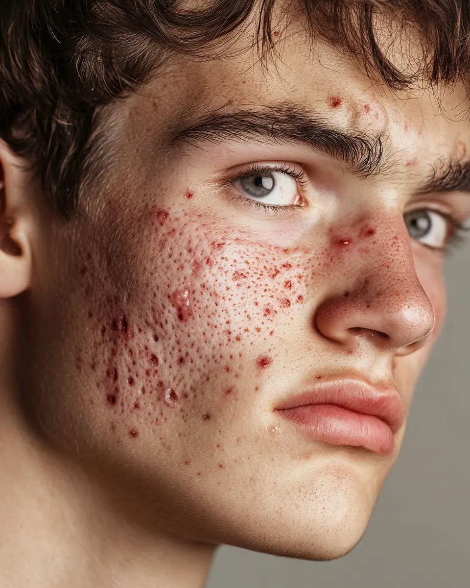 The guy with acne on his face