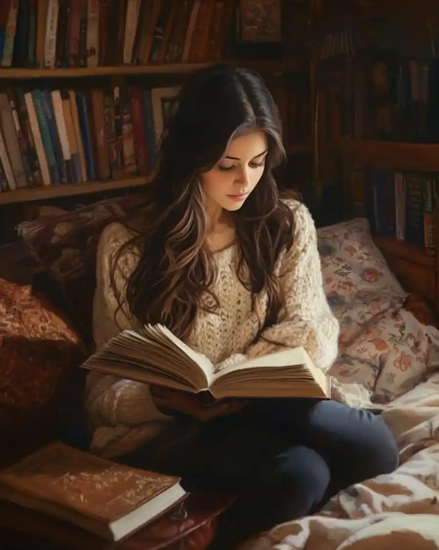 A girl reading a book