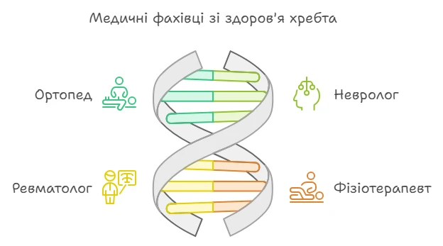 Схема медичних фахівців зі здоров'я хребта