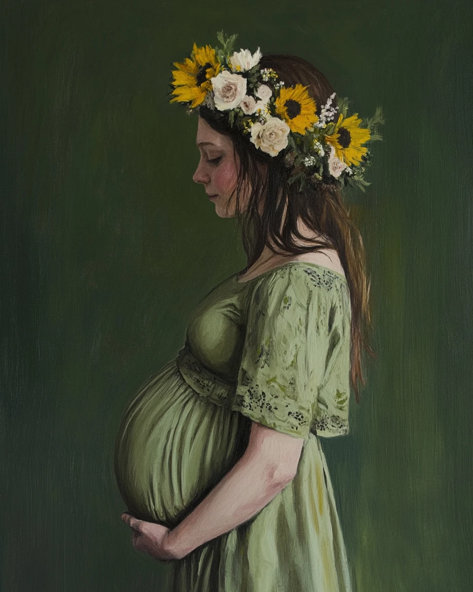 A picture of a pregnant girl