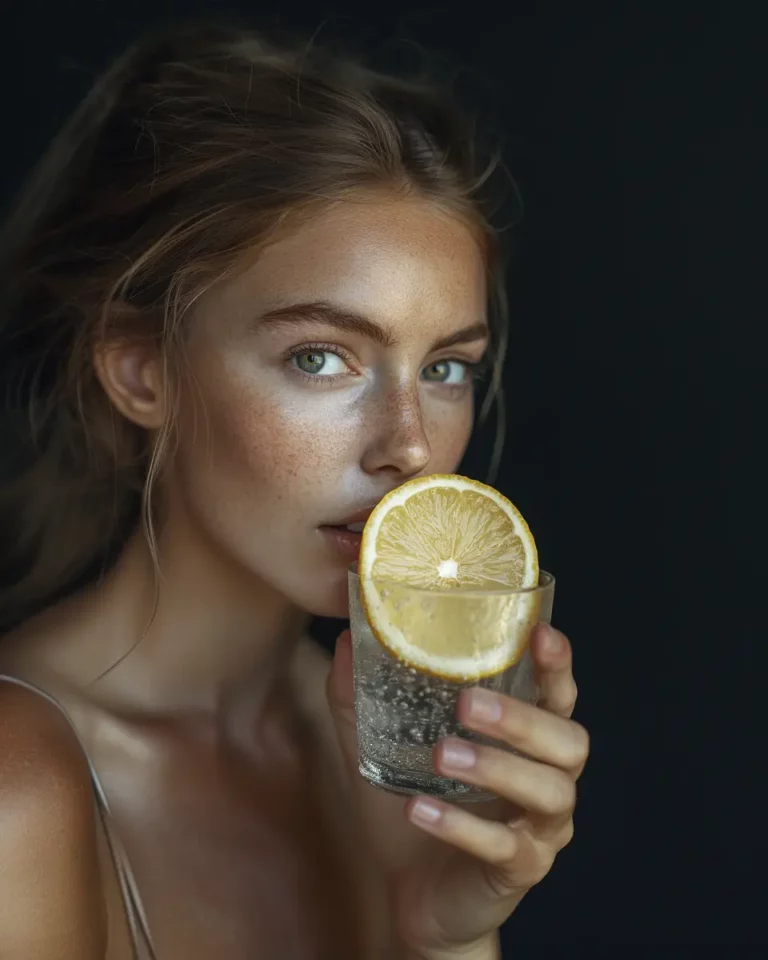 The girl is holding a lemon in her hand