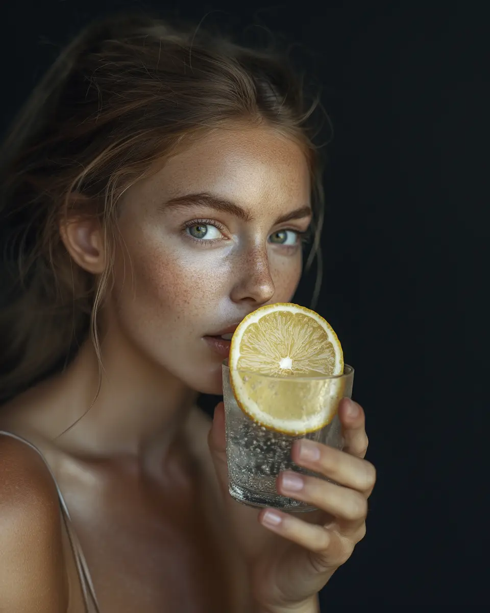 The girl is holding a lemon in her hand