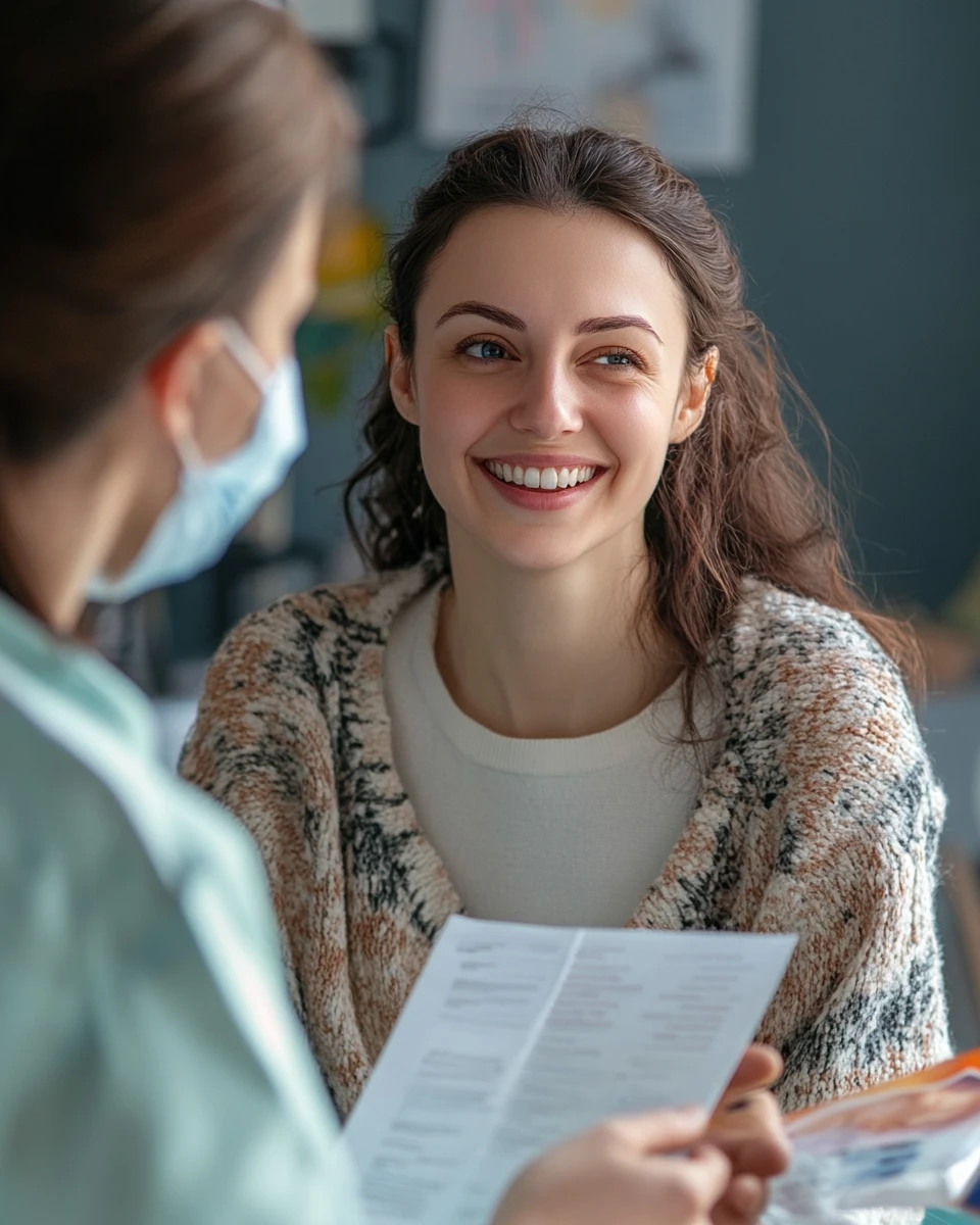 A girl talks to a doctor