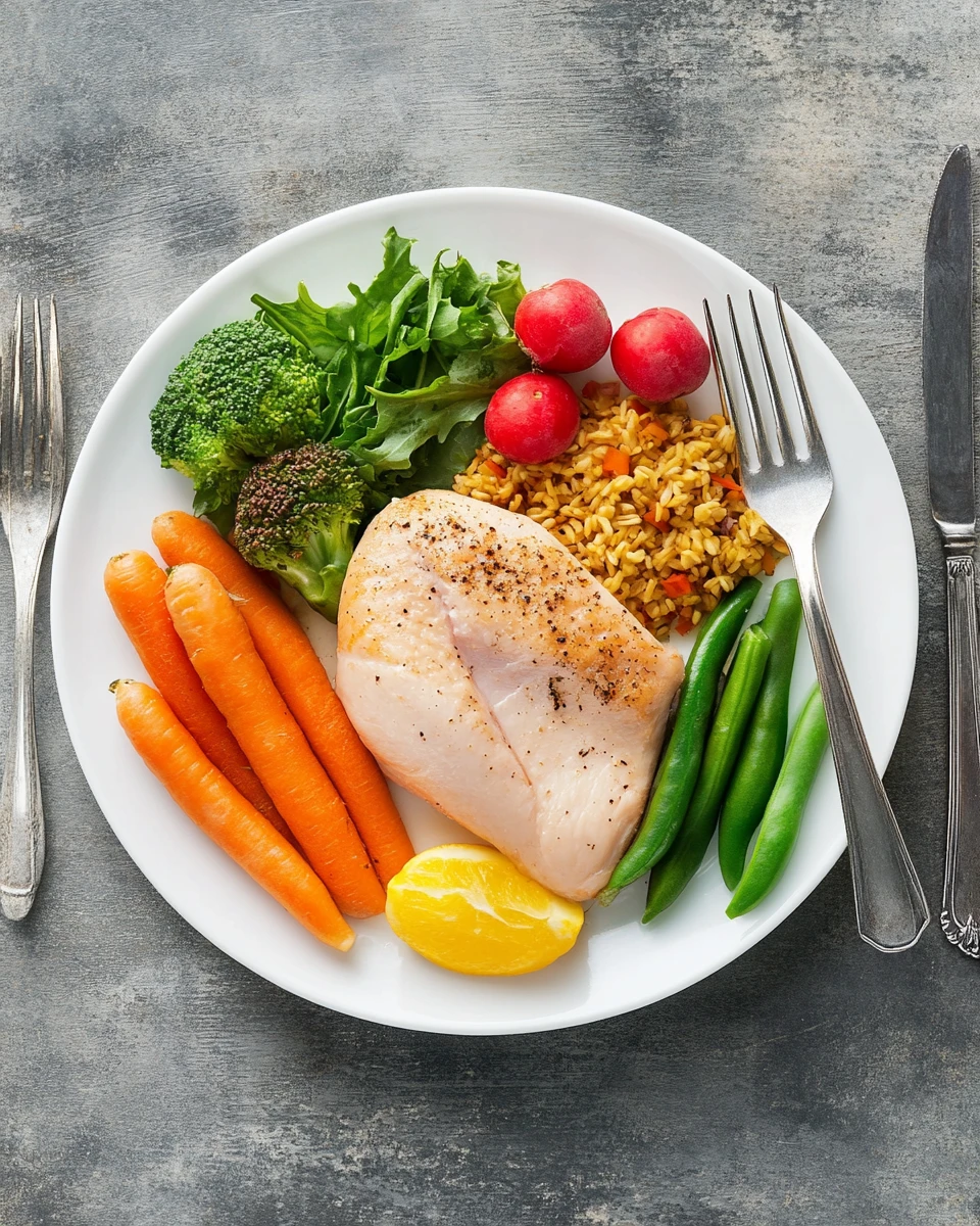 Plant and animal foods on the plate