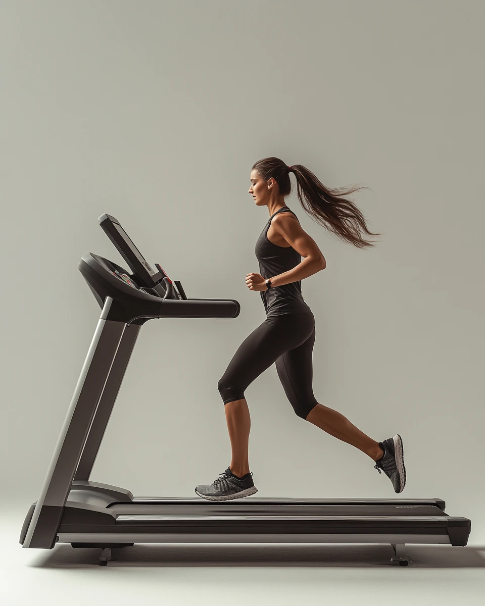 A girl running on a treadmill