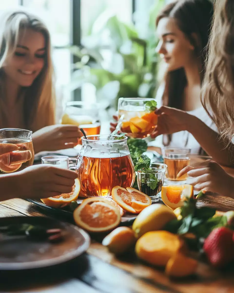 Group of friends tasting different tea varietie