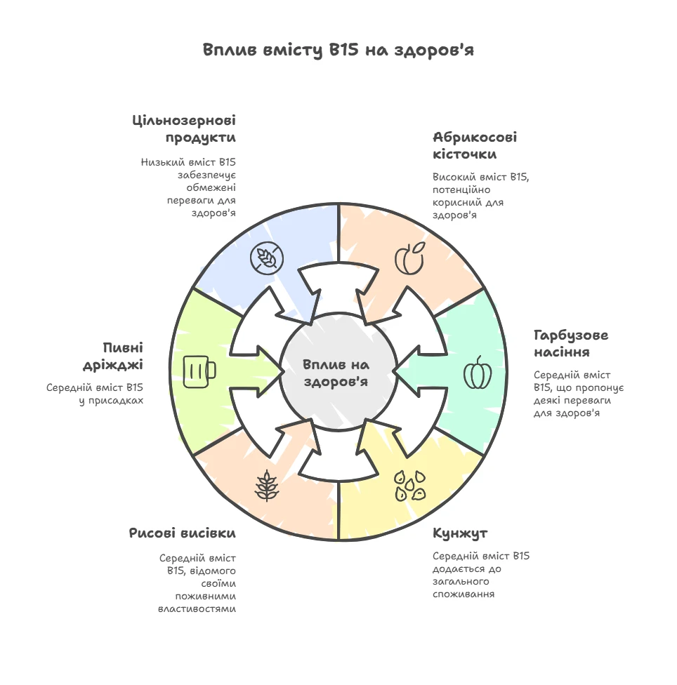 Вплив вмісту В15 на здоров'я