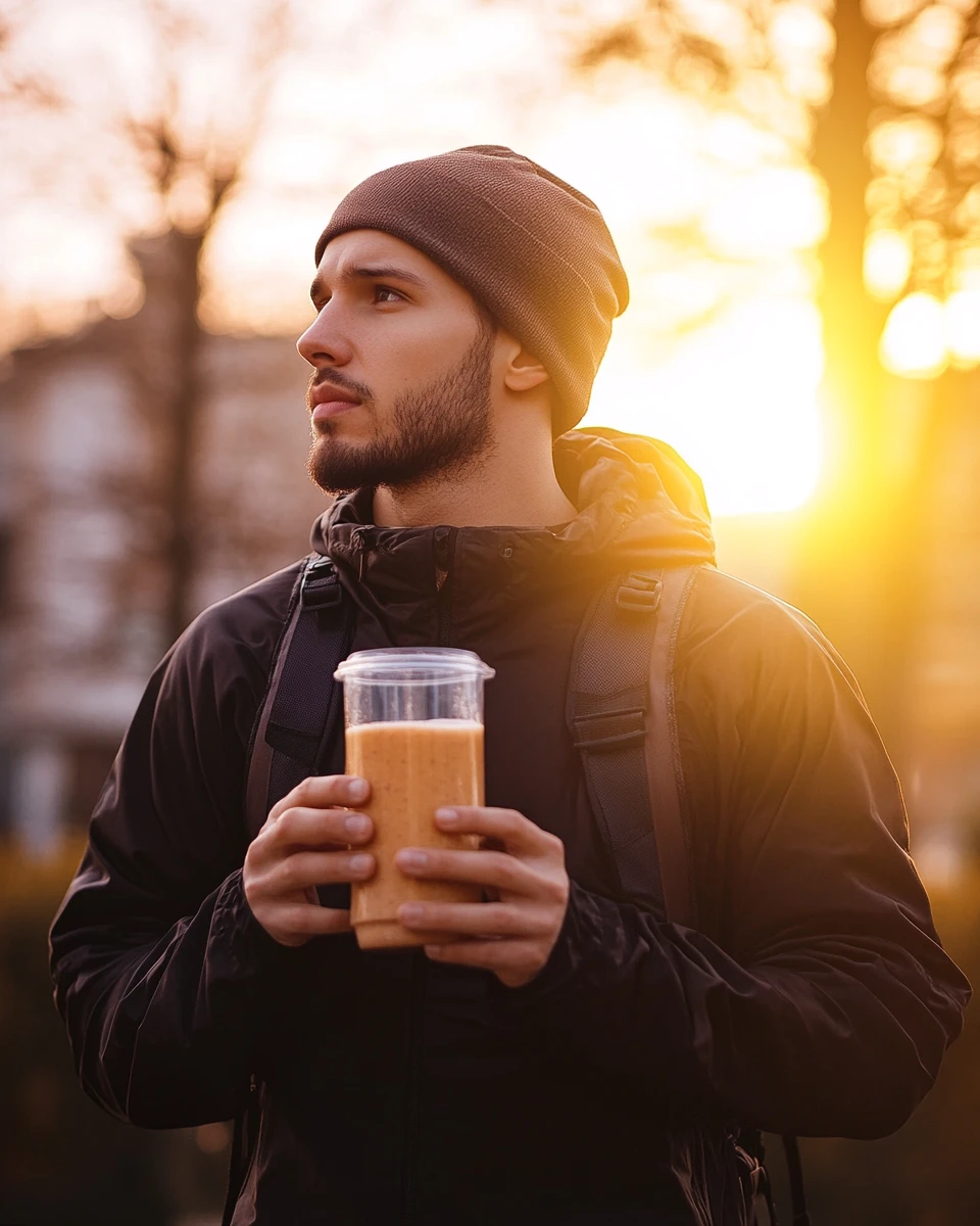 A man with an energy drink