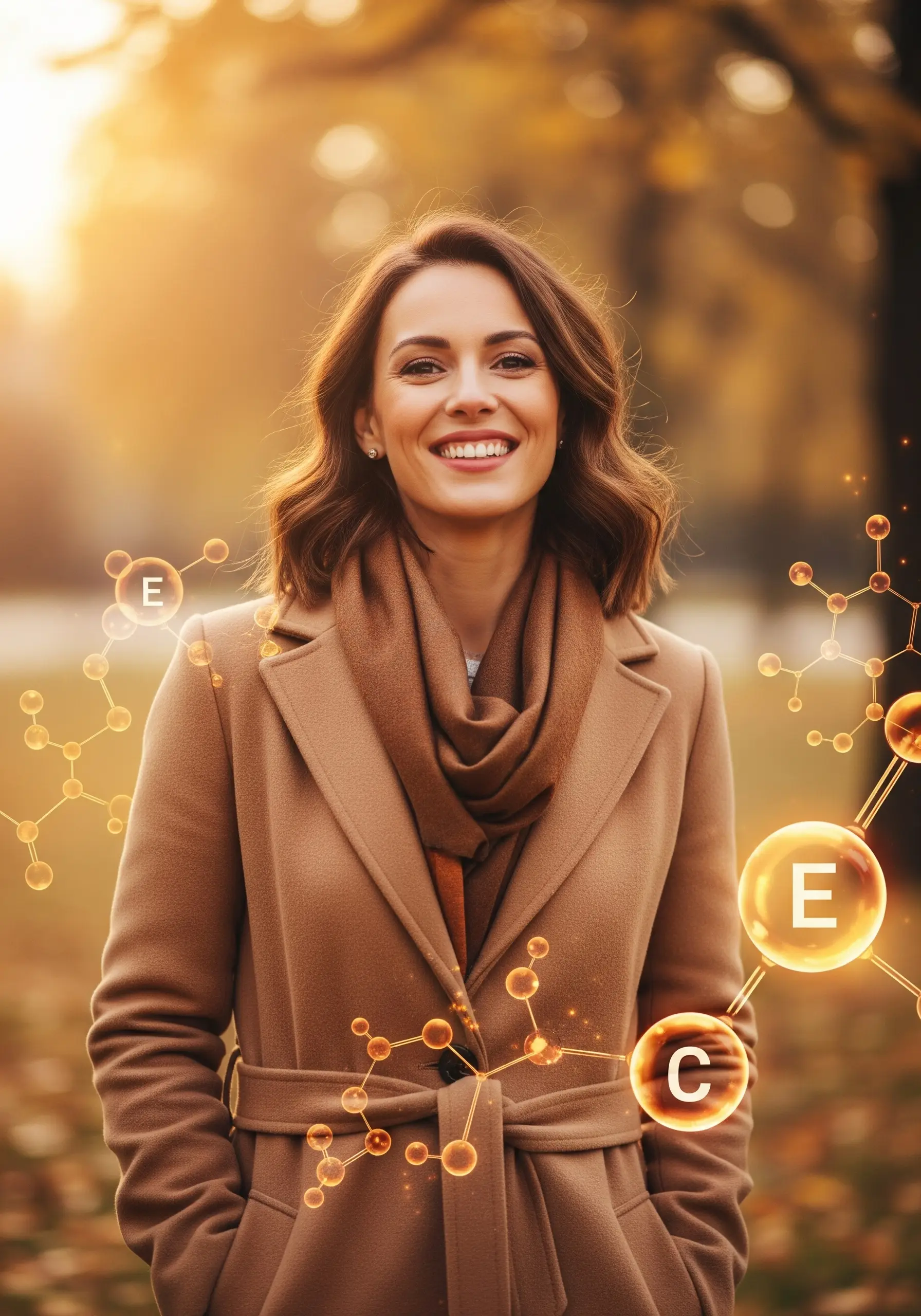 Дівчина посміхається на фоні осіннього парку