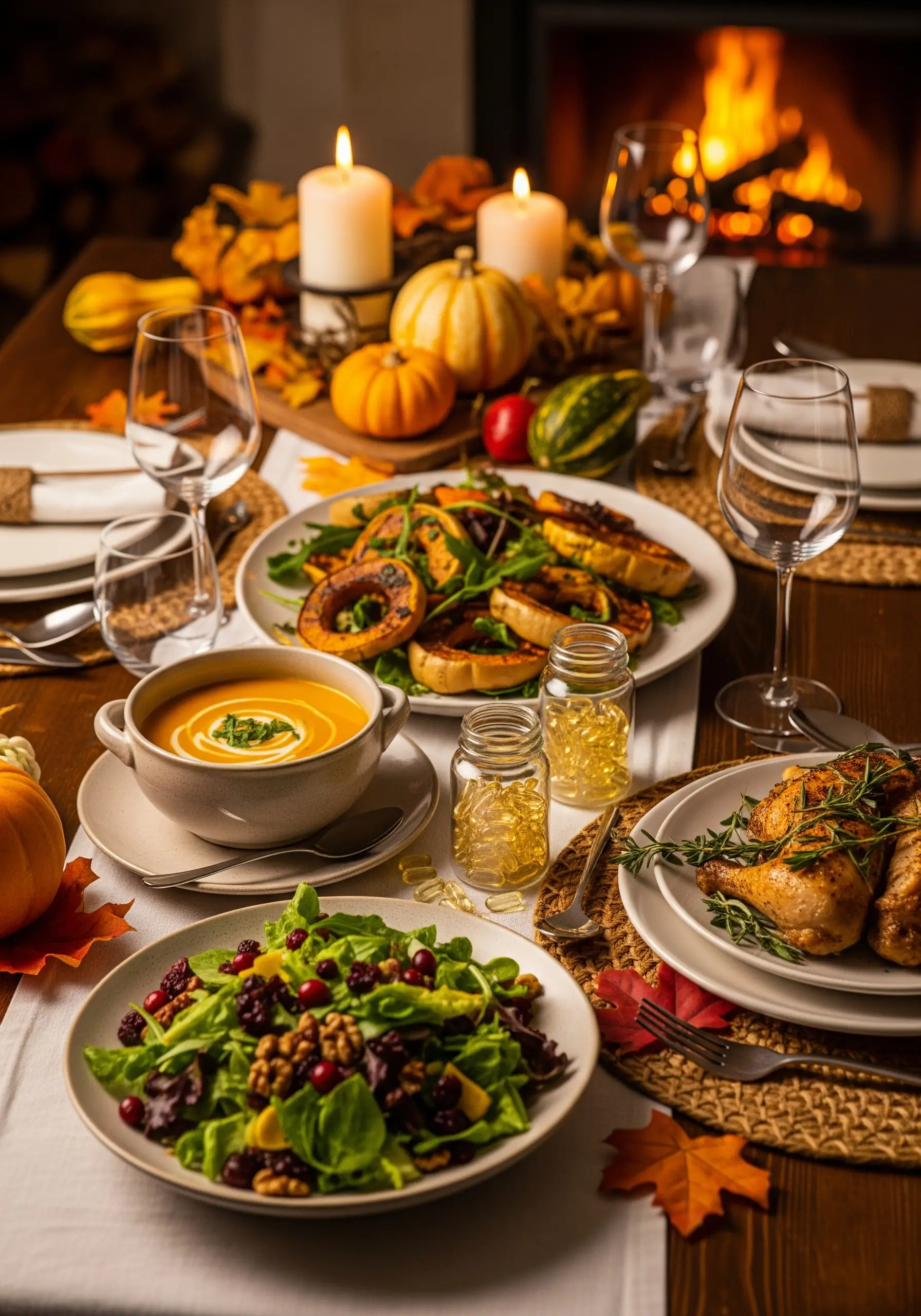 Стіл з різноманітними осінніми стравами