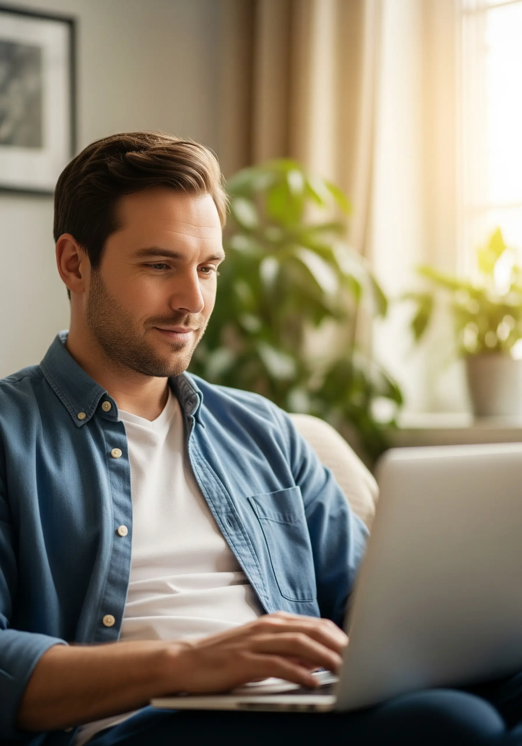 Man sitting at a laptop