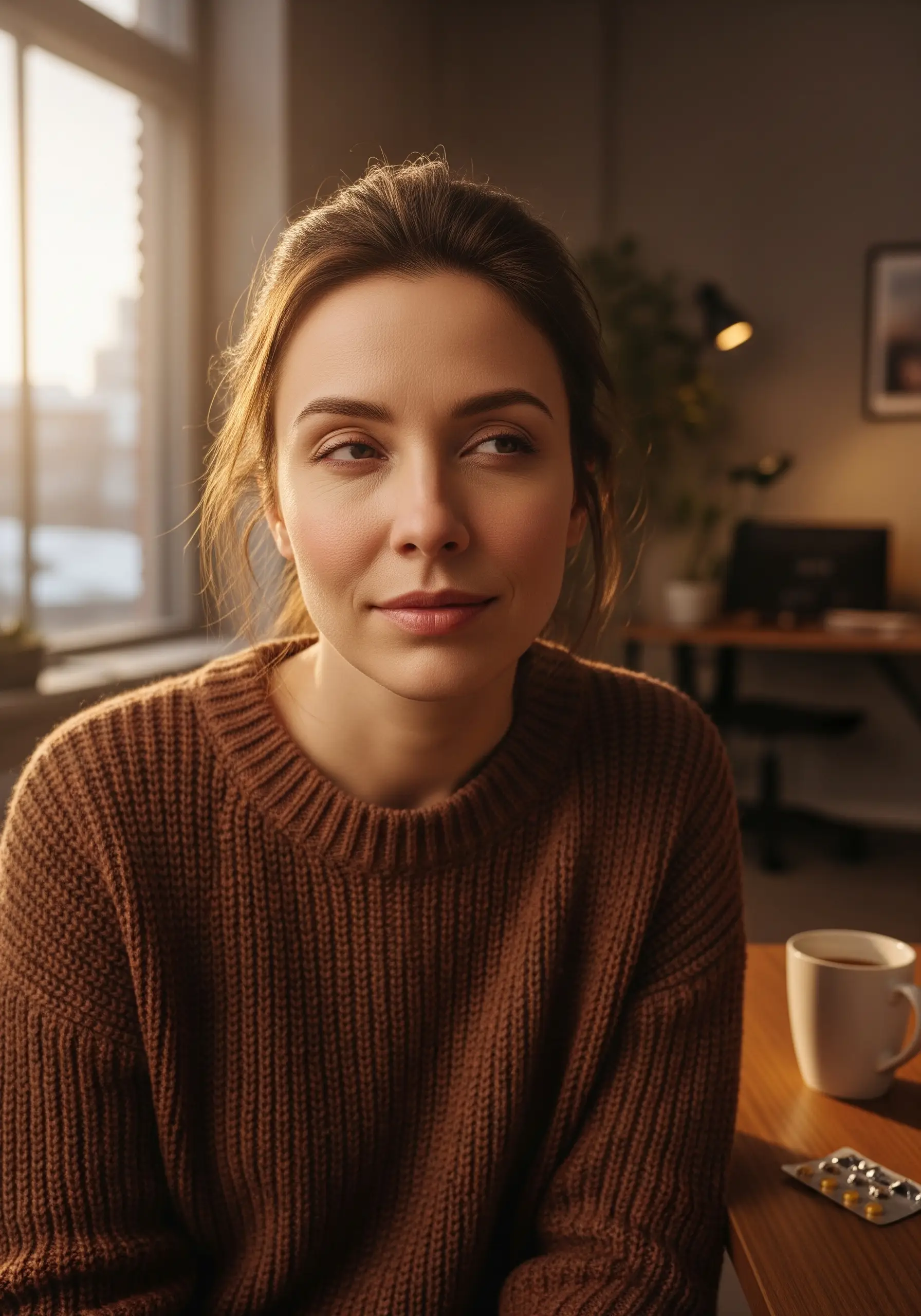 Дівчина спокійна з усмішкою