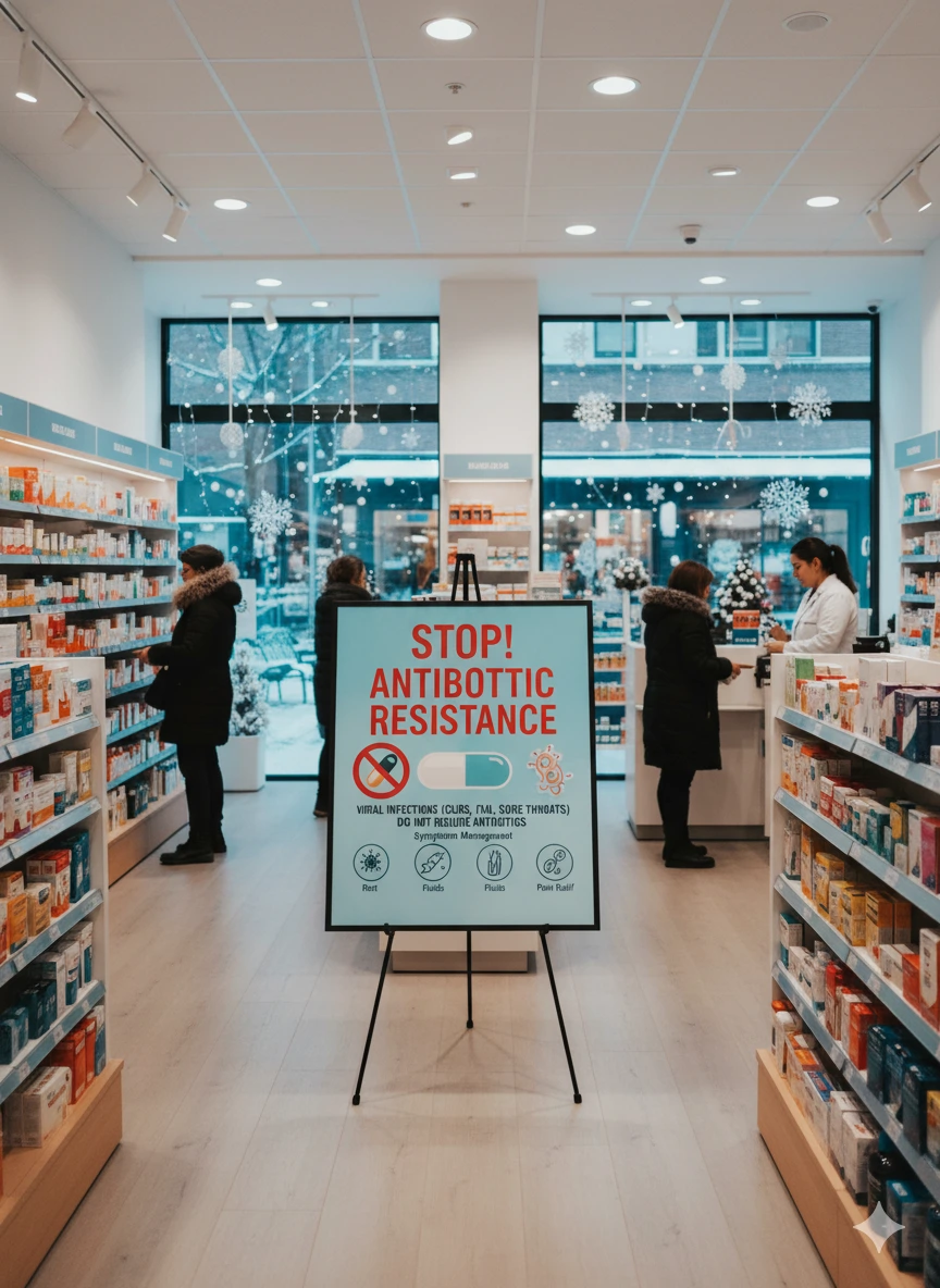Аптека со стендом Стоп антибактериальная резистентность