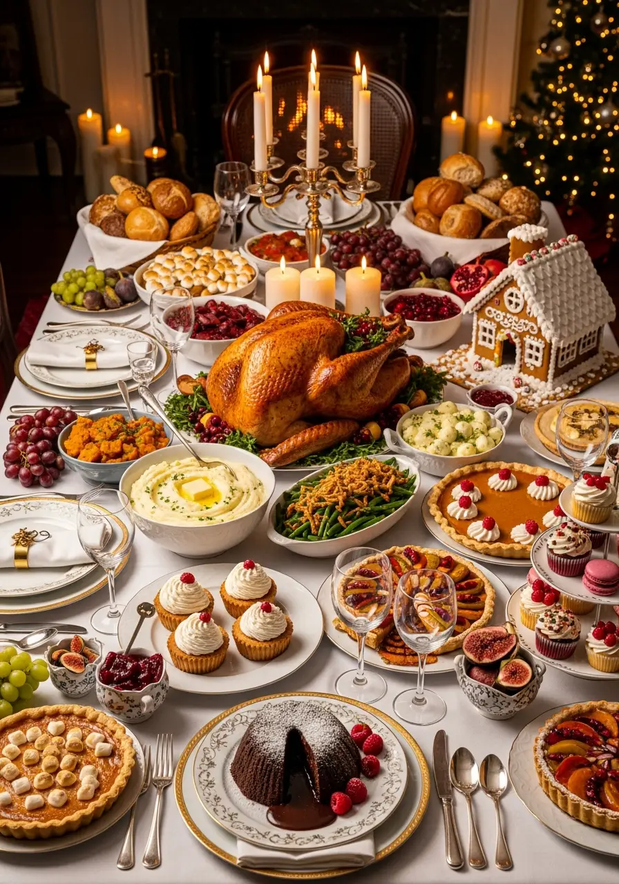 Святкове застілля з великою кількістю їжі, яке може викликати шлунково-кишкові проблеми