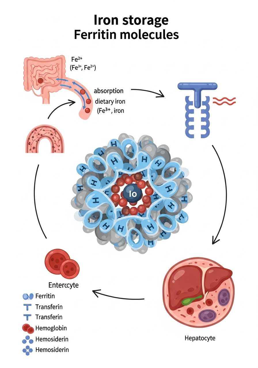 Інфографіка: молекули феритину для зберігання заліза