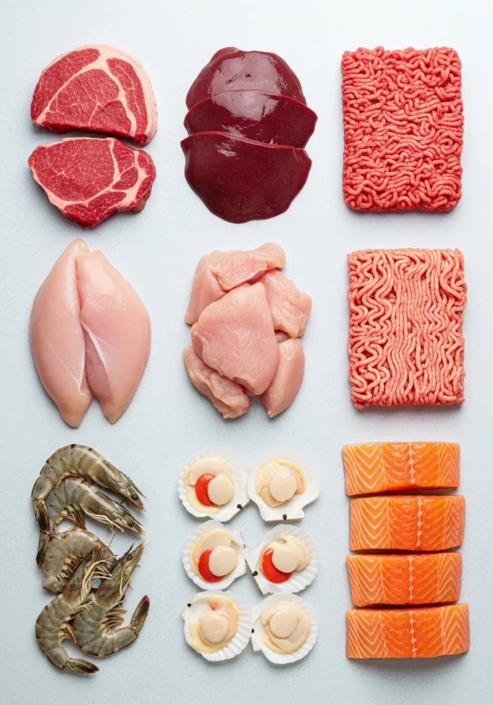 М'ясо і морепродукти джерела феритину і заліза