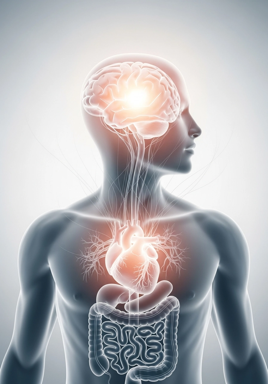 Ілюстрація внутрішніх органів людини: мозок, серце та шлунково-кишковий тракт