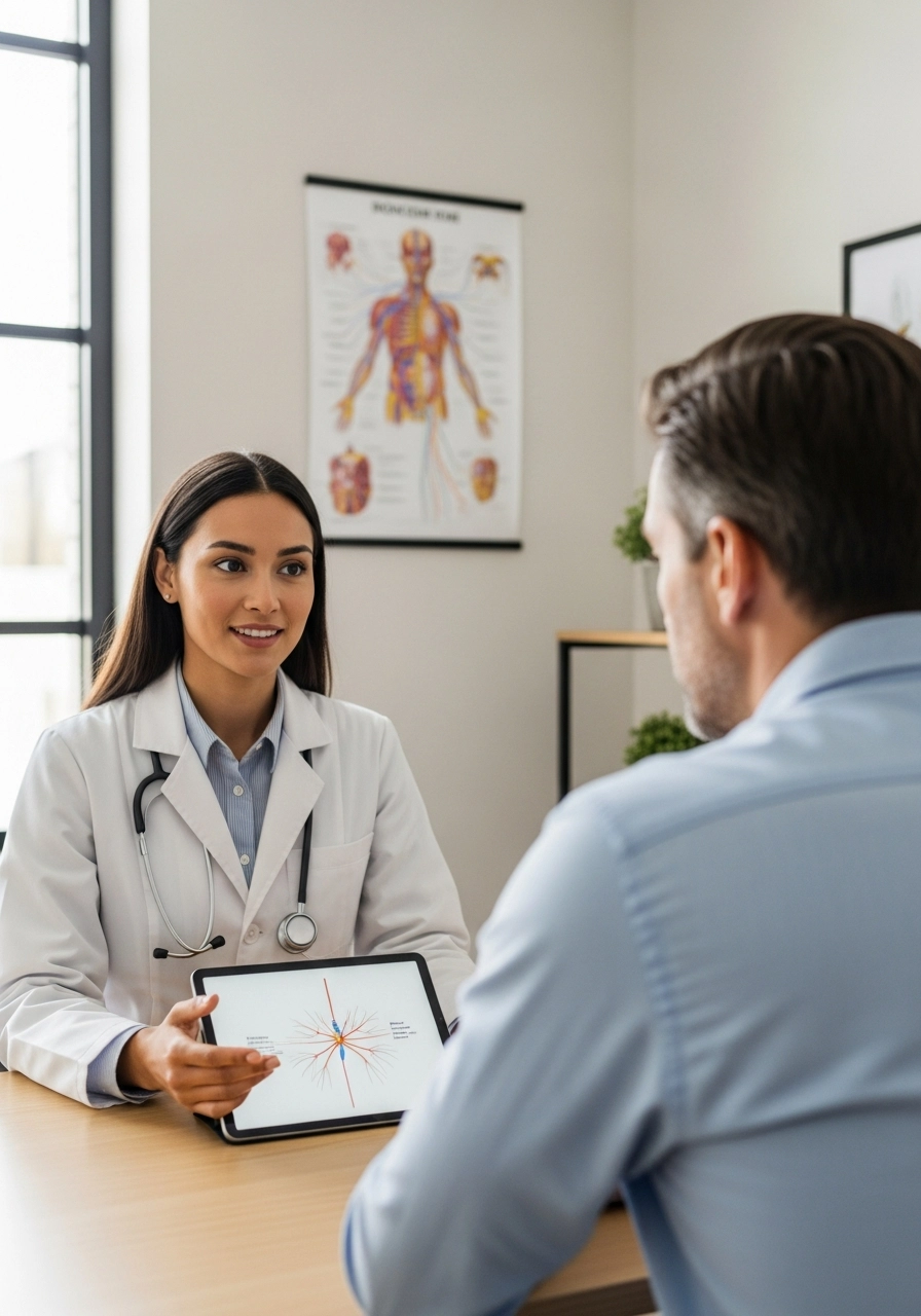 Лікар пояснює пацієнту, чому може бути біль без причини