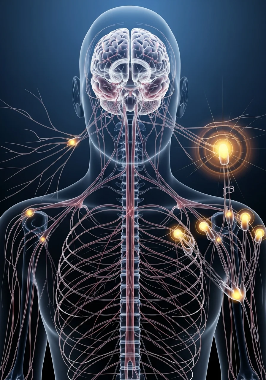 Ілюстрація нервової системи людини та передачі больових сигналів