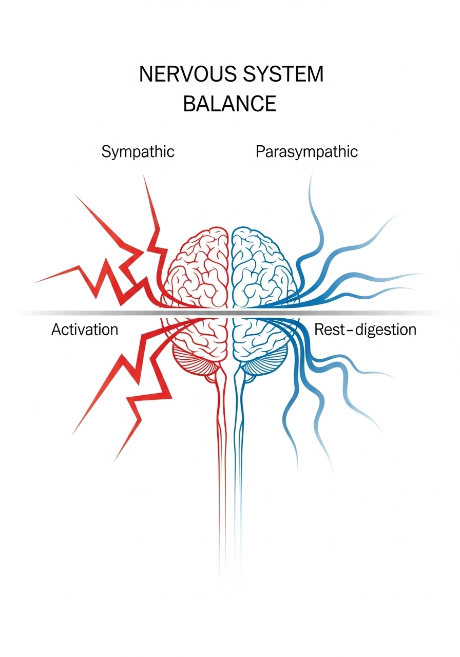 Інфографіка роботи симпатичної і парасимпатичної нервової системи