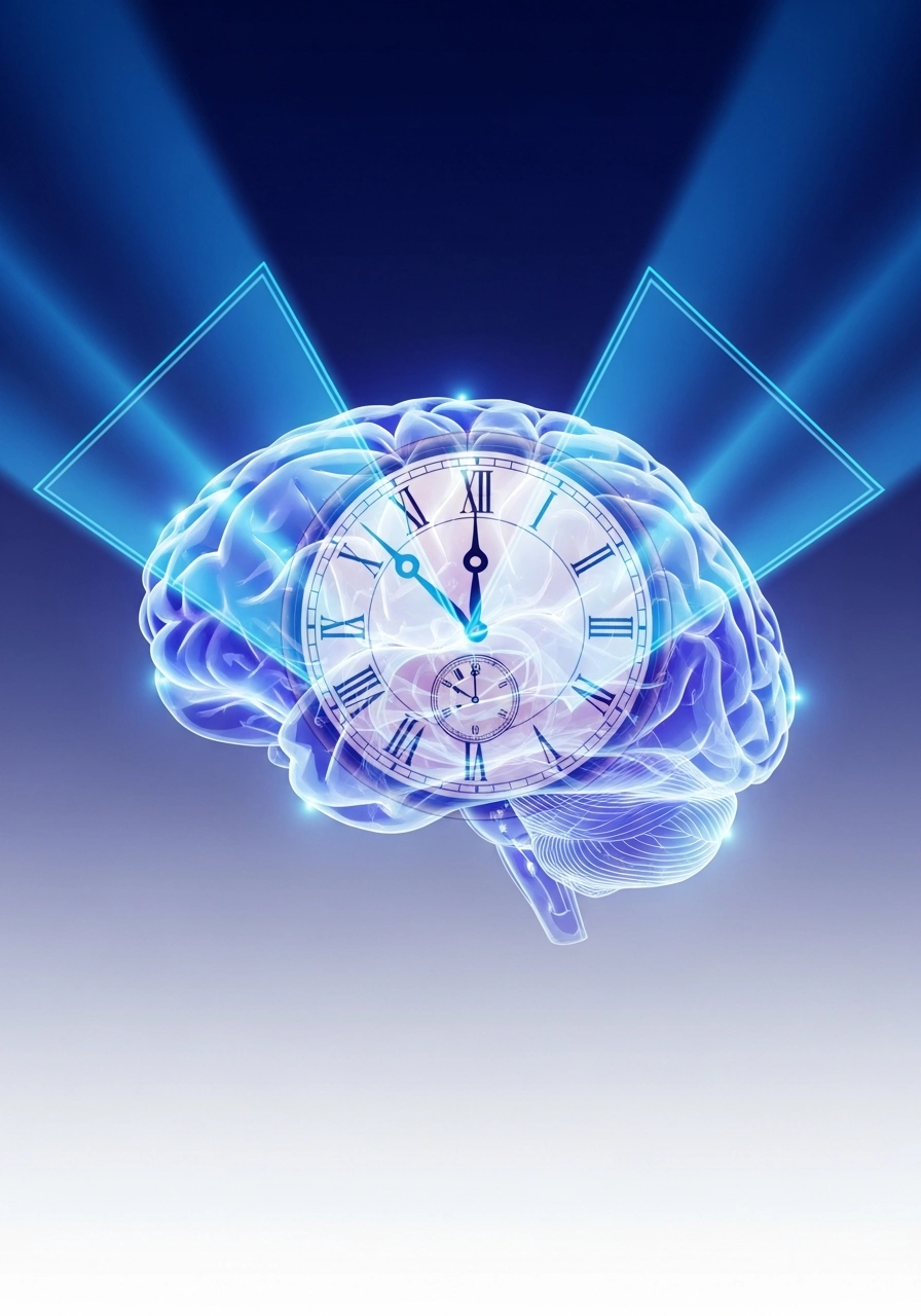 Ілюстрація мозку та циферблату годинника, що символізують циркадні ритми