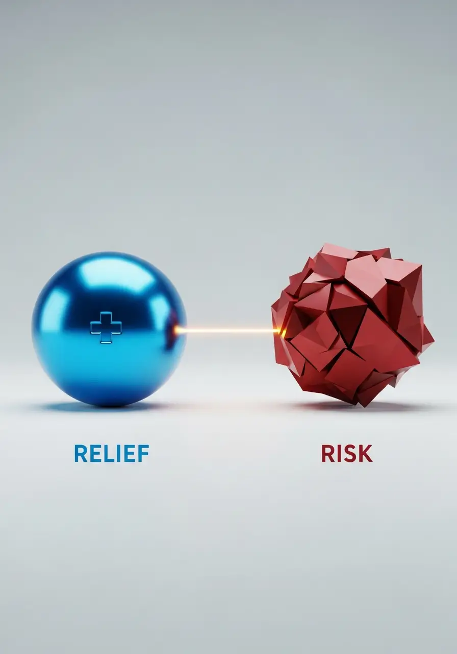 Візуальне протиставлення полегшення болю та ризиків, пов’язаних із частим застосуванням НПЗП