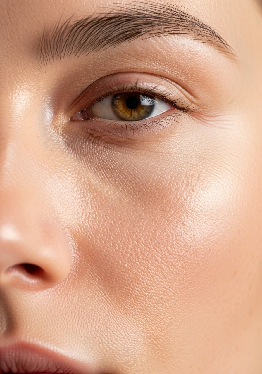 Крупний план шкіри обличчя з видимою текстурою та порами