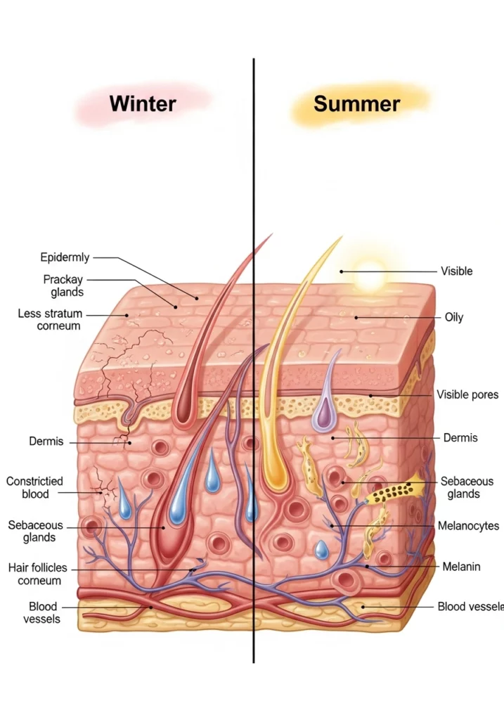 Будова шкіри та її мікробіом взимку і влітку